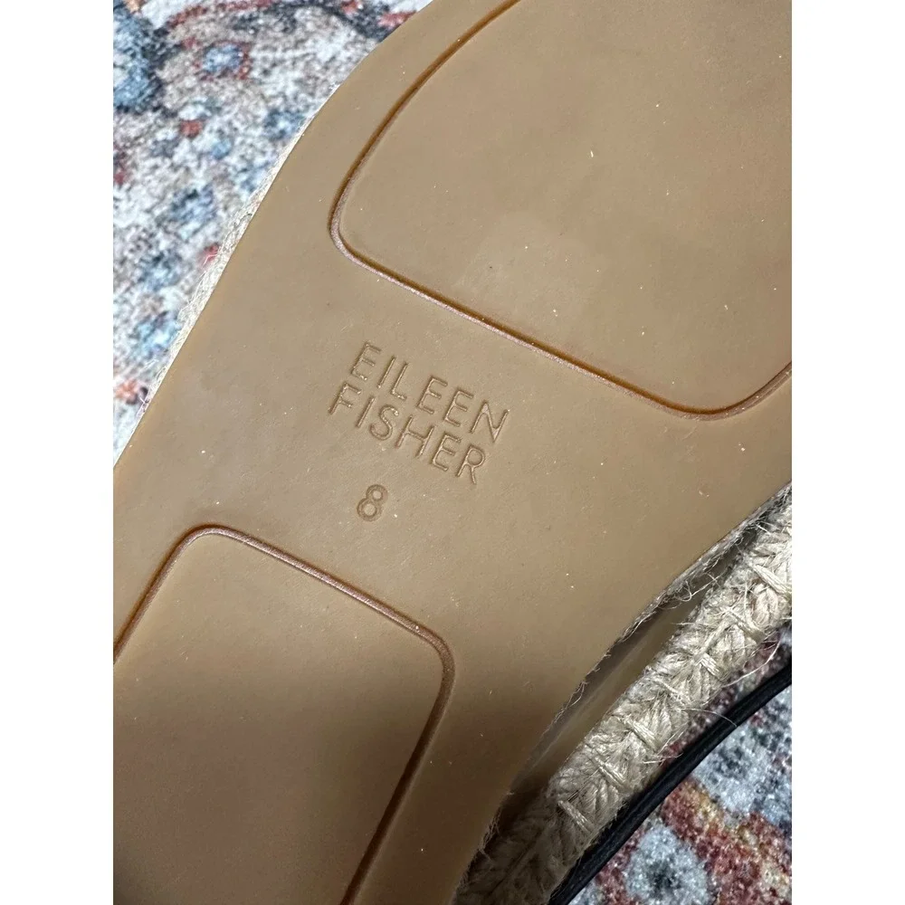 Eileen Fisher Womens Black Suede Lace Up Espadrille Flats Size‎ 8